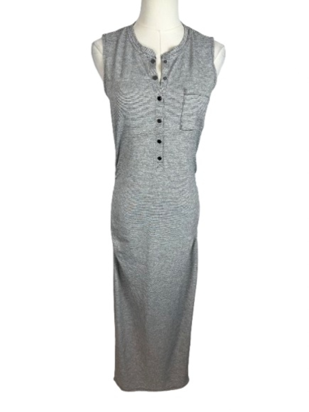 Athleta Grey Sleeveless Henley Maxi Dress